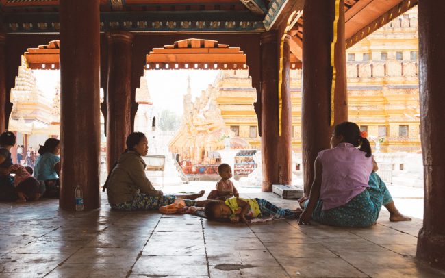 family in temple