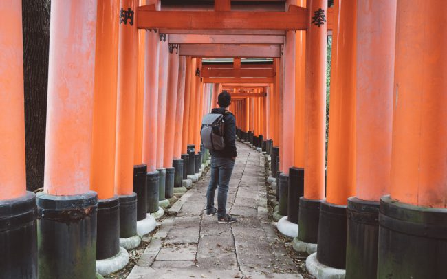 self portrait at Torii gate kyoto [David Tan]